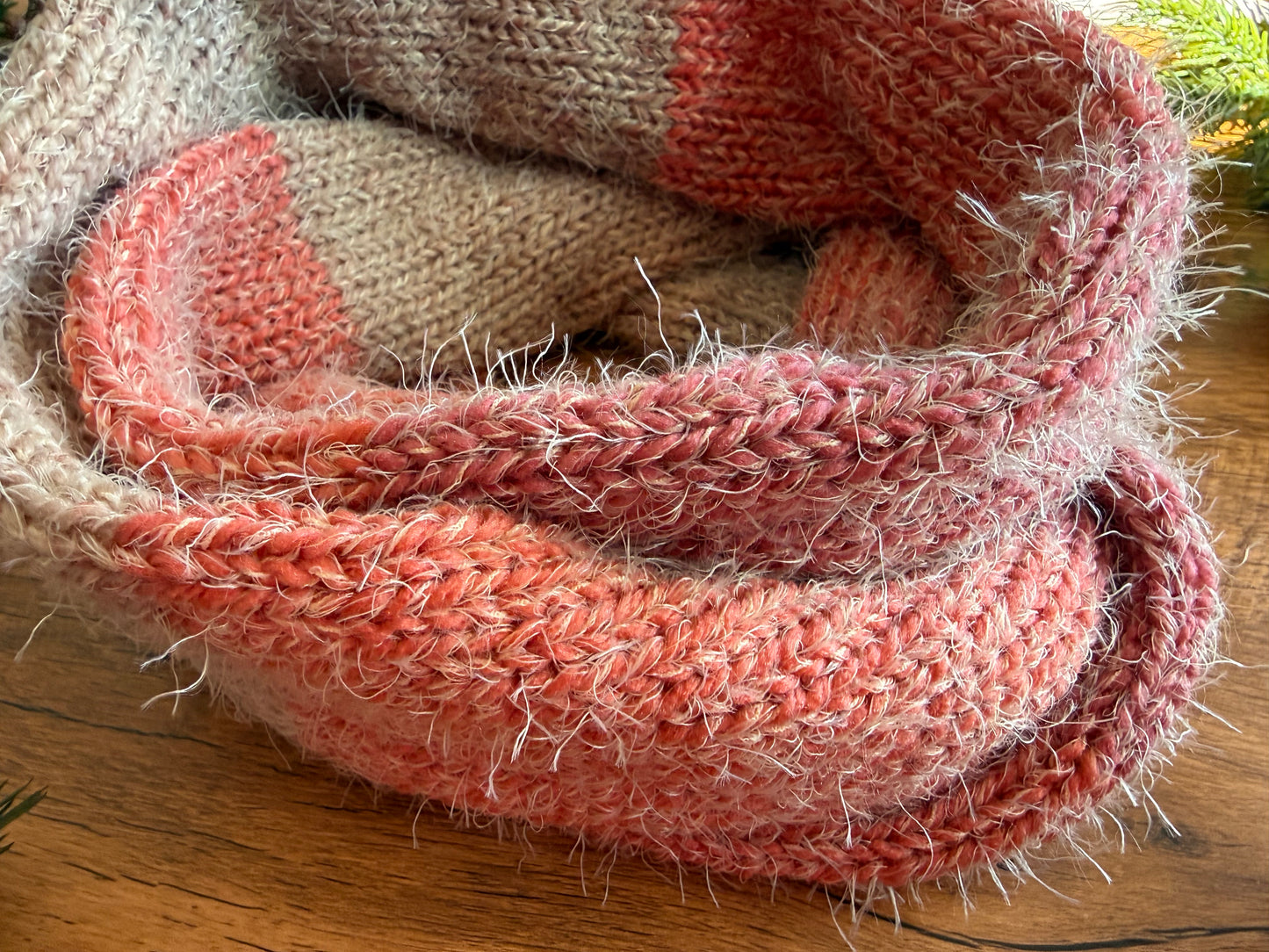 Ultra Soft Fuzzy Infinity Scarf ,Cozy Unisex Knit Neck Warmer ,Handmade Winter Scarf.