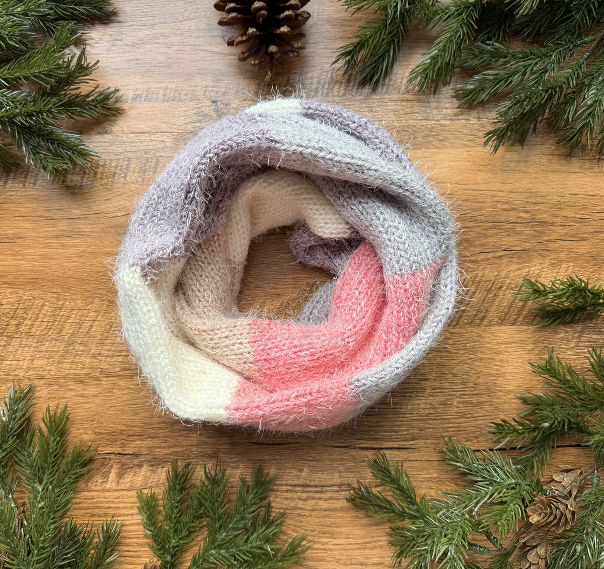 Ultra Soft Fuzzy Infinity Scarf ,Cozy Unisex Knit Neck Warmer ,Handmade Winter Scarf.