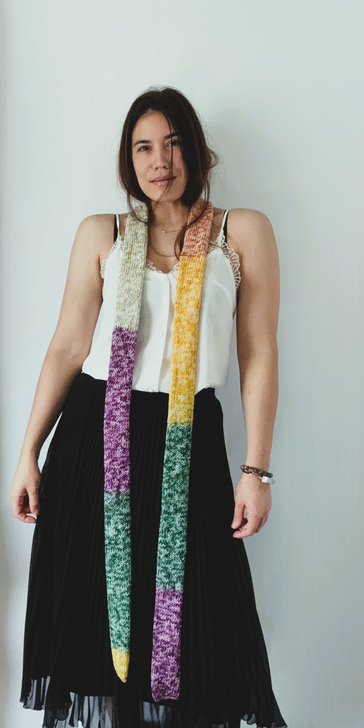 Skinny Ombre Scarf .Soft Knit Scarf .Colorful Gradient Winter Accessory.