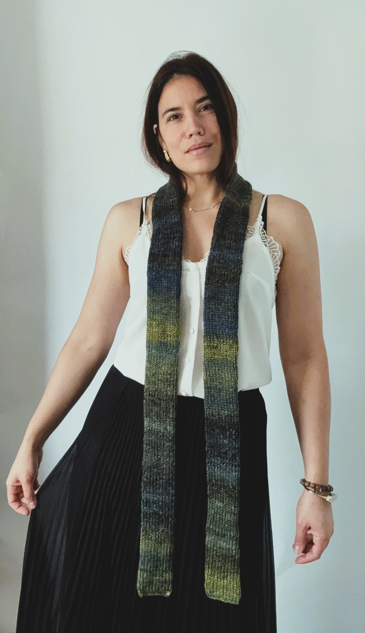 Colorful Knit Skinny Scarf .Soft Winter Accessory .