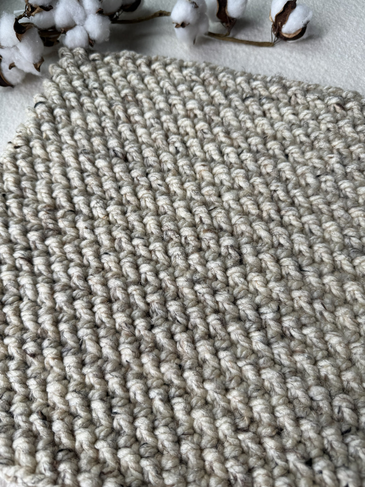 Oatmeal Crochet Cowl. Soft Wool Blend Neck Warmer.