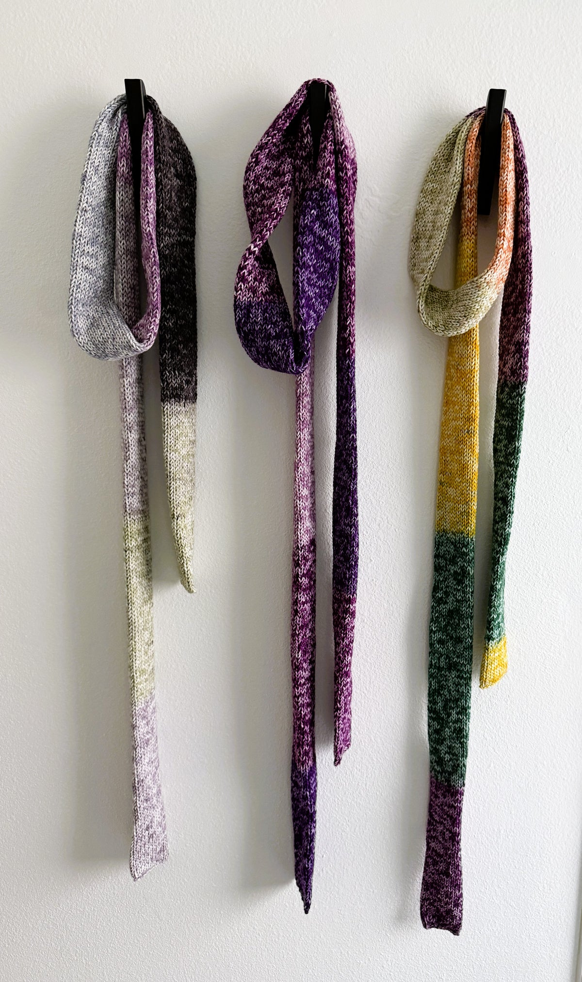 Skinny Ombre Scarf .Soft Knit Scarf .Colorful Gradient Winter Accessory.