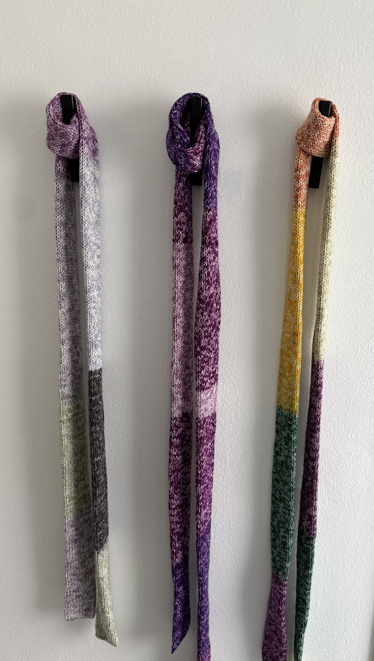Skinny Ombre Scarf .Soft Knit Scarf .Colorful Gradient Winter Accessory.