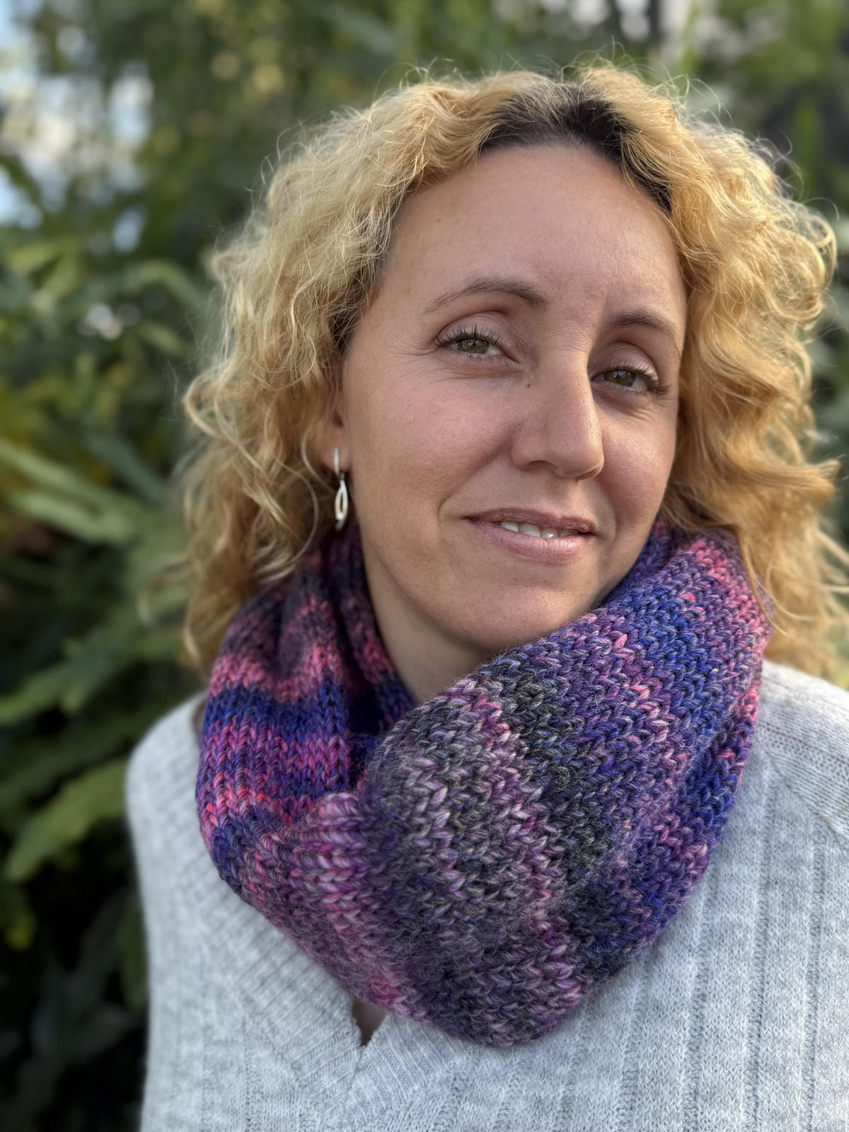 Soft Knit Infinity Scarf ,Wool Blend Neck Warmer . Handmade Winter Accessory.