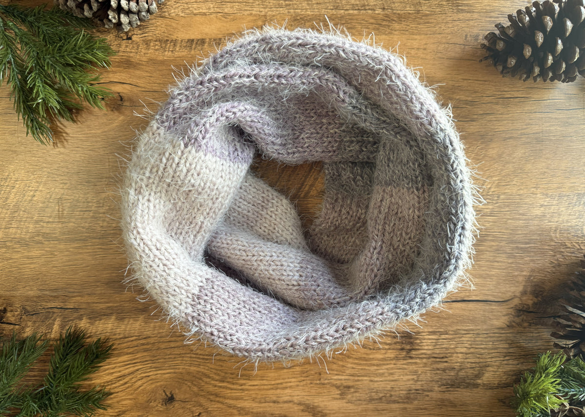 Ultra Soft Fuzzy Infinity Scarf ,Cozy Unisex Knit Neck Warmer ,Handmade Winter Scarf.