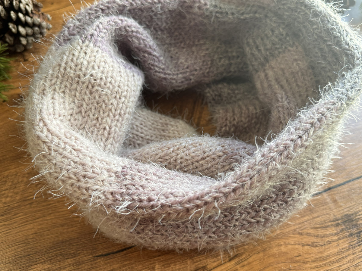 Ultra Soft Fuzzy Infinity Scarf ,Cozy Unisex Knit Neck Warmer ,Handmade Winter Scarf.