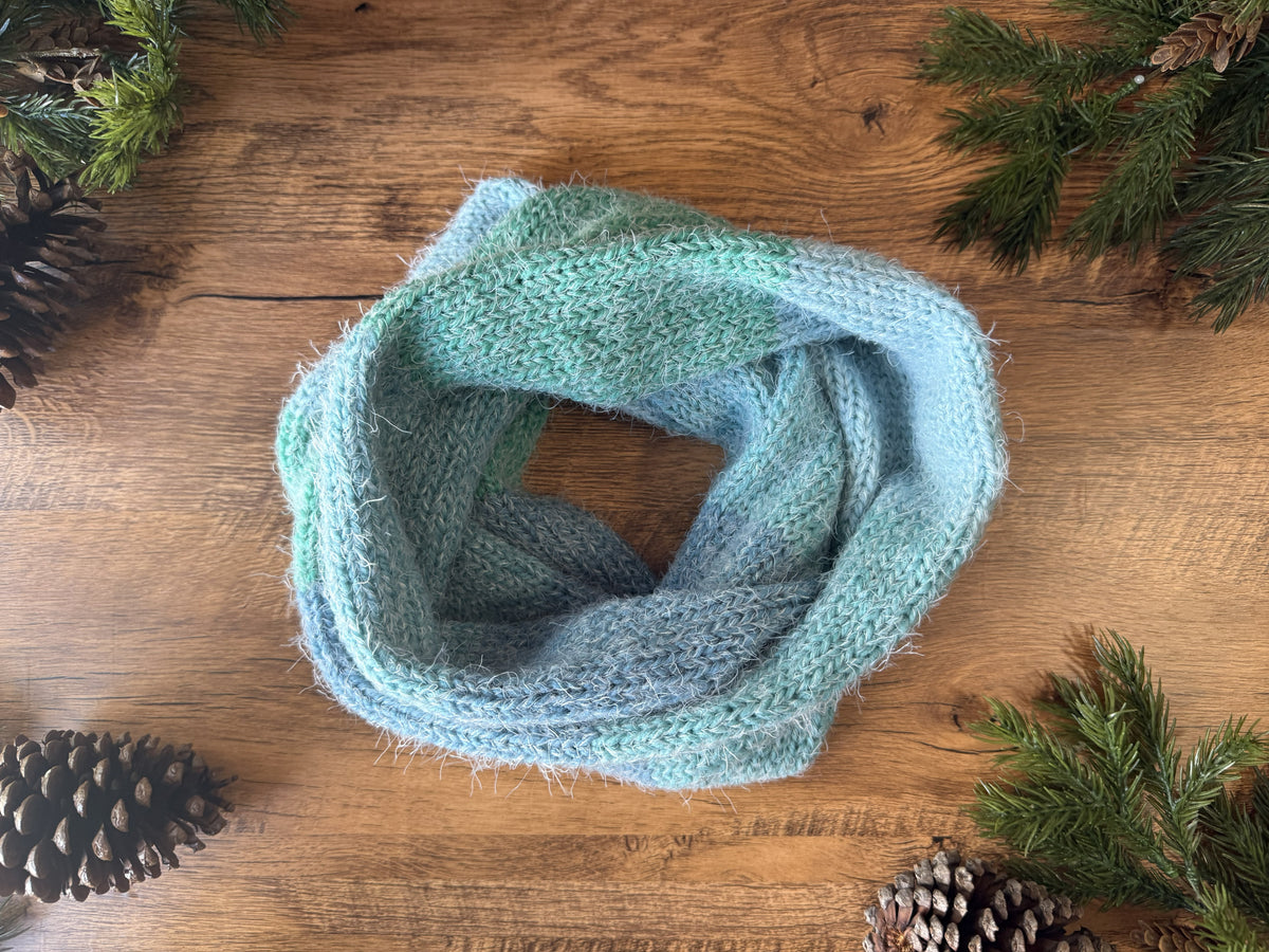 Ultra Soft Fuzzy Infinity Scarf ,Cozy Unisex Knit Neck Warmer ,Handmade Winter Scarf.