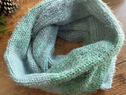 Ultra Soft Fuzzy Infinity Scarf ,Cozy Unisex Knit Neck Warmer ,Handmade Winter Scarf.