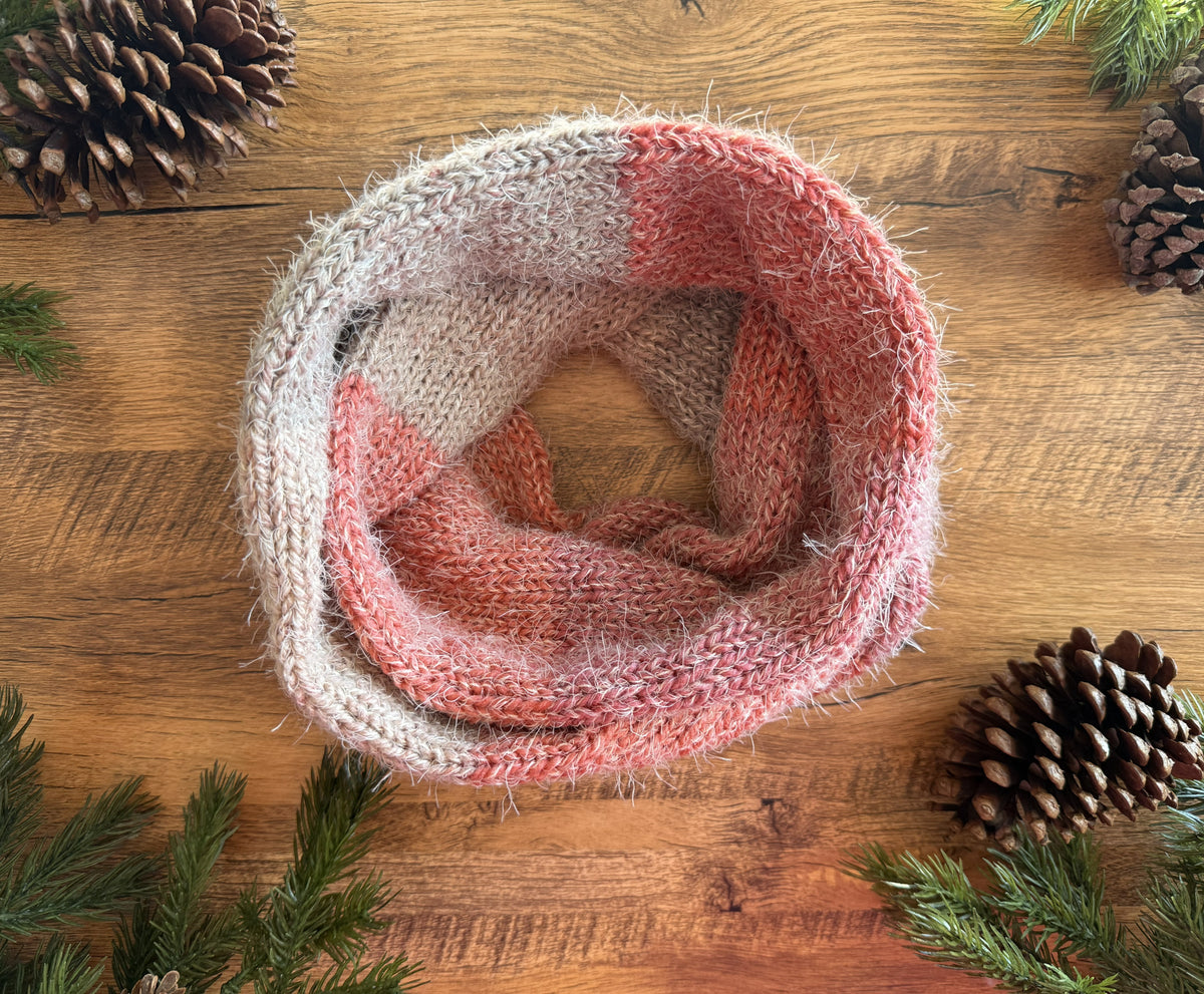Ultra Soft Fuzzy Infinity Scarf ,Cozy Unisex Knit Neck Warmer ,Handmade Winter Scarf.