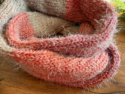 Ultra Soft Fuzzy Infinity Scarf ,Cozy Unisex Knit Neck Warmer ,Handmade Winter Scarf.