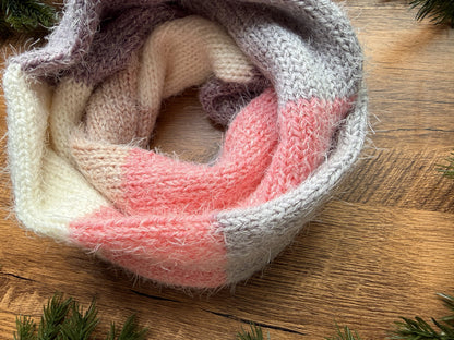 Ultra Soft Fuzzy Infinity Scarf ,Cozy Unisex Knit Neck Warmer ,Handmade Winter Scarf.