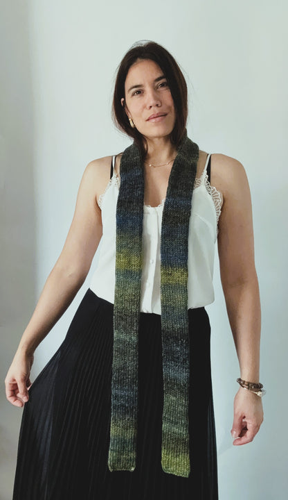 Colorful Knit Skinny Scarf .Soft Winter Accessory .