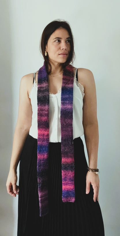 Colorful Knit Skinny Scarf .Soft Winter Accessory .
