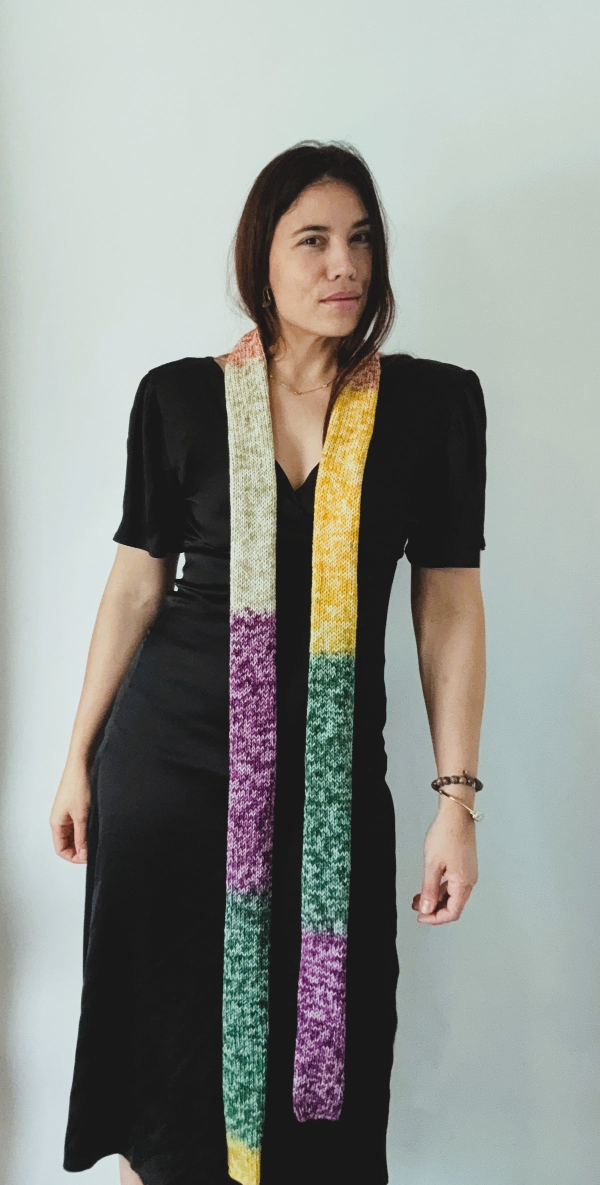 Skinny Ombre Scarf .Soft  Knit Scarf .Colorful Gradient Winter Accessory.