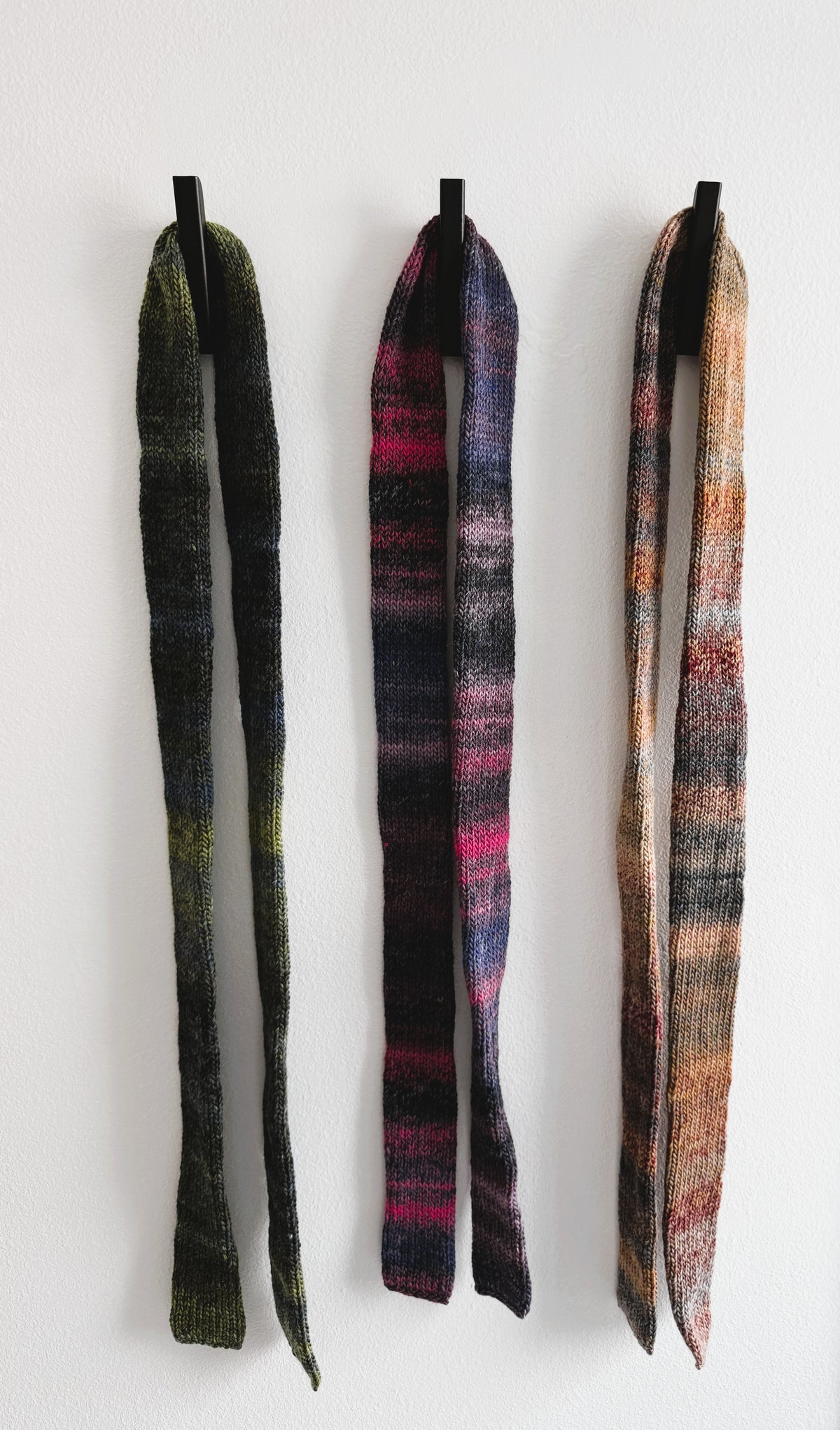 Colorful Knit Skinny Scarf .Soft Winter Accessory .