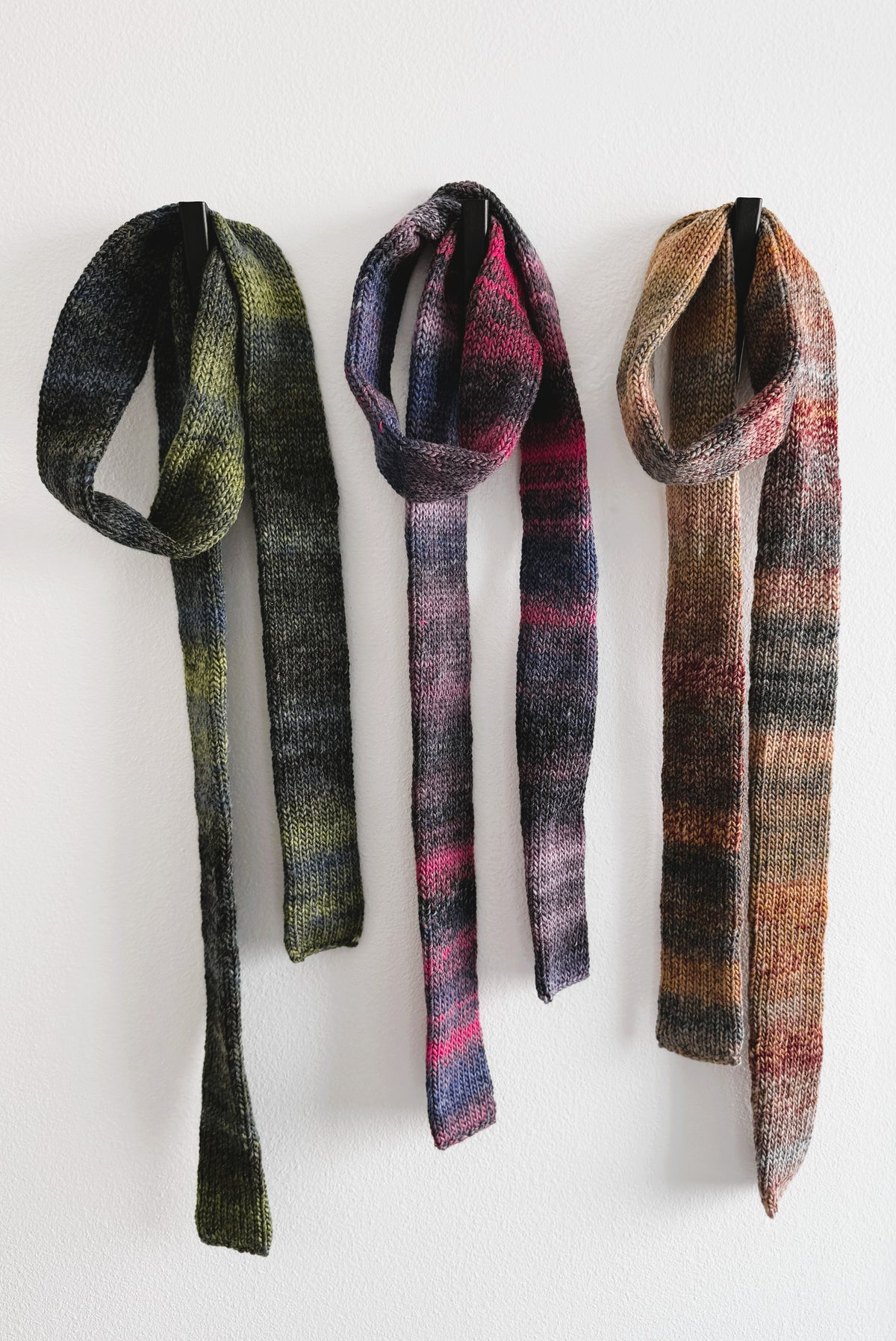 Colorful Knit Skinny Scarf .Soft Winter Accessory .
