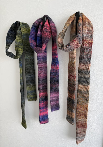Colorful Knit Skinny Scarf .Soft Winter Accessory .