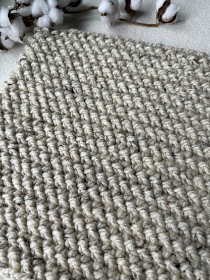 Oatmeal Crochet Cowl. Soft Wool Blend Neck Warmer.