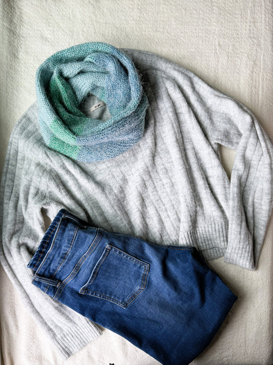 Ultra Soft Fuzzy Infinity Scarf ,Cozy Unisex Knit Neck Warmer ,Handmade Winter Scarf.