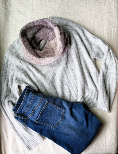 Ultra Soft Fuzzy Infinity Scarf ,Cozy Unisex Knit Neck Warmer ,Handmade Winter Scarf.