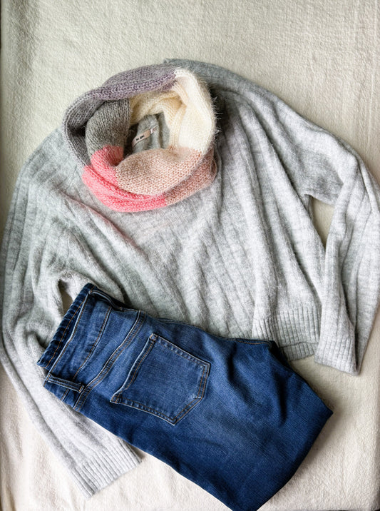 Ultra Soft Fuzzy Infinity Scarf ,Cozy Unisex Knit Neck Warmer ,Handmade Winter Scarf.