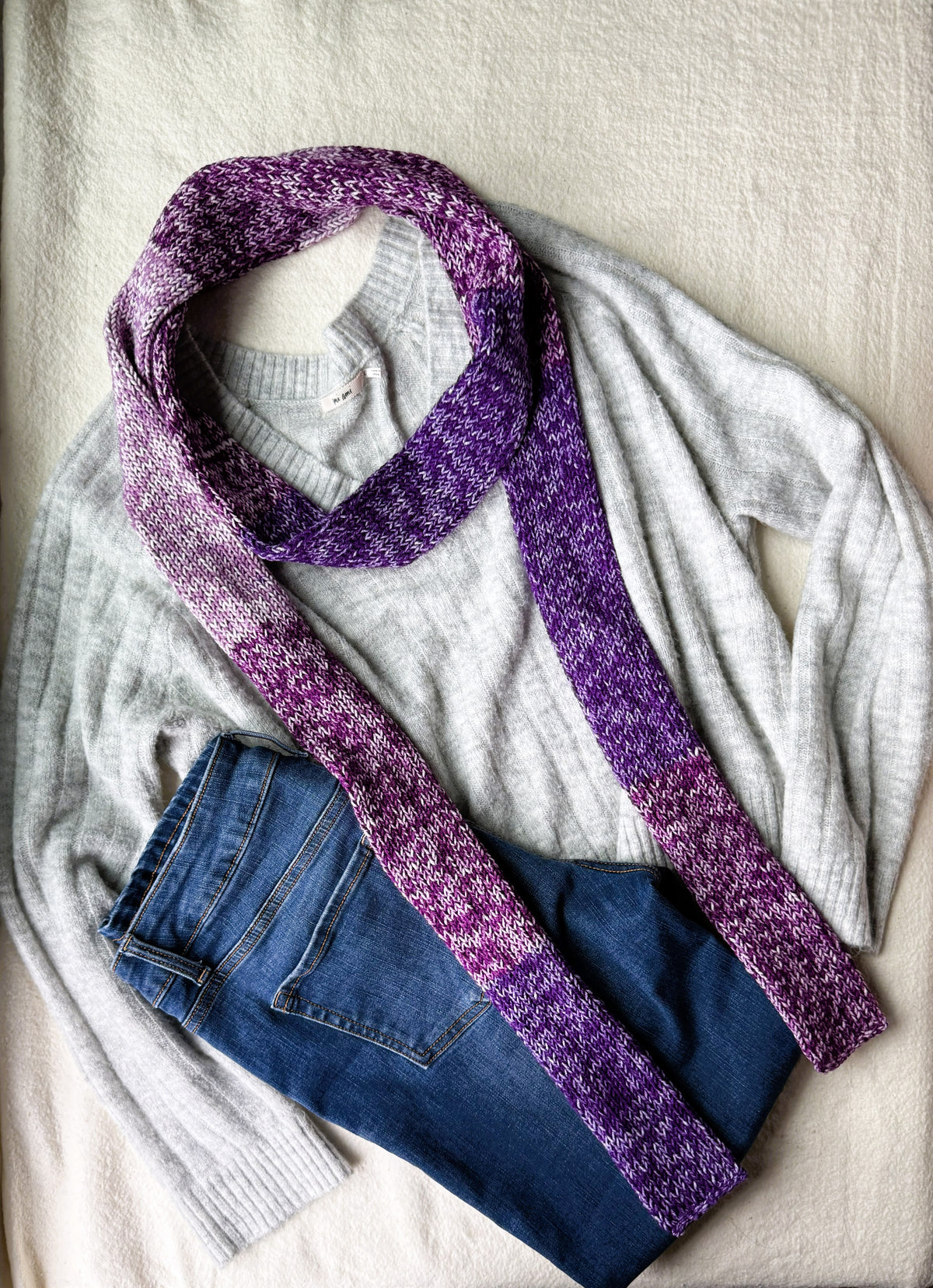Skinny Ombre Scarf .Soft  Knit Scarf .Colorful Gradient Winter Accessory.