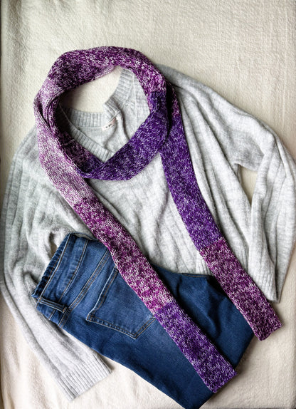 Skinny Ombre Scarf .Soft  Knit Scarf .Colorful Gradient Winter Accessory.