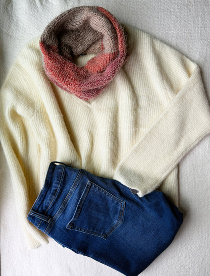 Ultra Soft Fuzzy Infinity Scarf ,Cozy Unisex Knit Neck Warmer ,Handmade Winter Scarf.