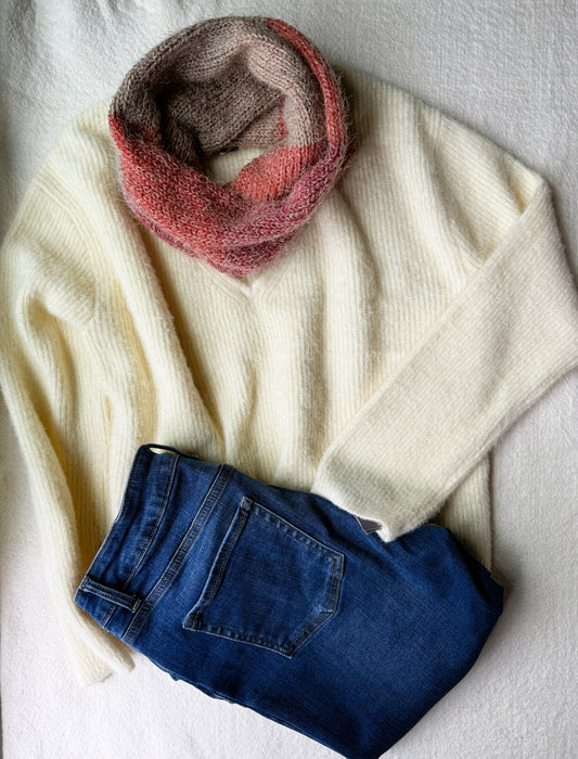 Ultra Soft Fuzzy Infinity Scarf ,Cozy Unisex Knit Neck Warmer ,Handmade Winter Scarf.