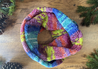 Ultra Soft Knit Infinity Scarf ,Colorful Lightweight Neck Warmer . Handmade Winter Accessory.