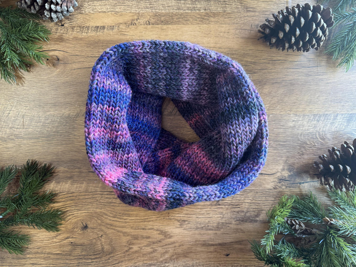 Soft Knit Infinity Scarf ,Wool Blend Neck Warmer . Handmade Winter Accessory.